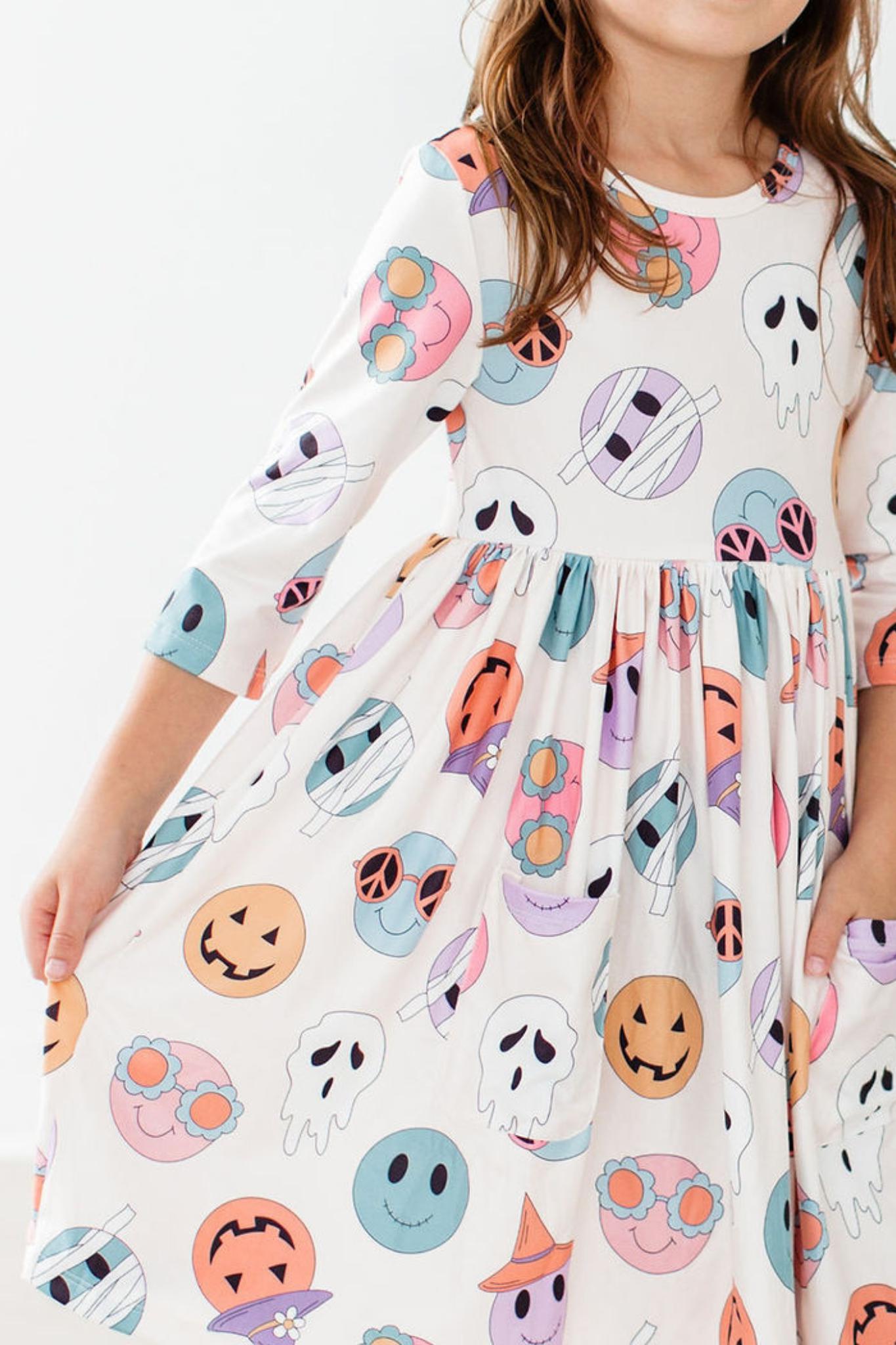 SALE Monster Mash 3/4 Sleeve Pocket Twirl Dress
