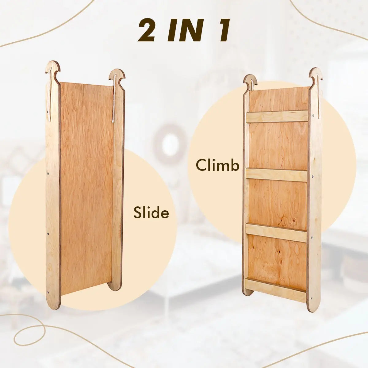 5in1 Montessori Climbing Frame Set: Triangle Ladder + Arch/Rocker + Slide Board/Ramp + Netting rope + Cushion 5in1 Playsets Goodevas