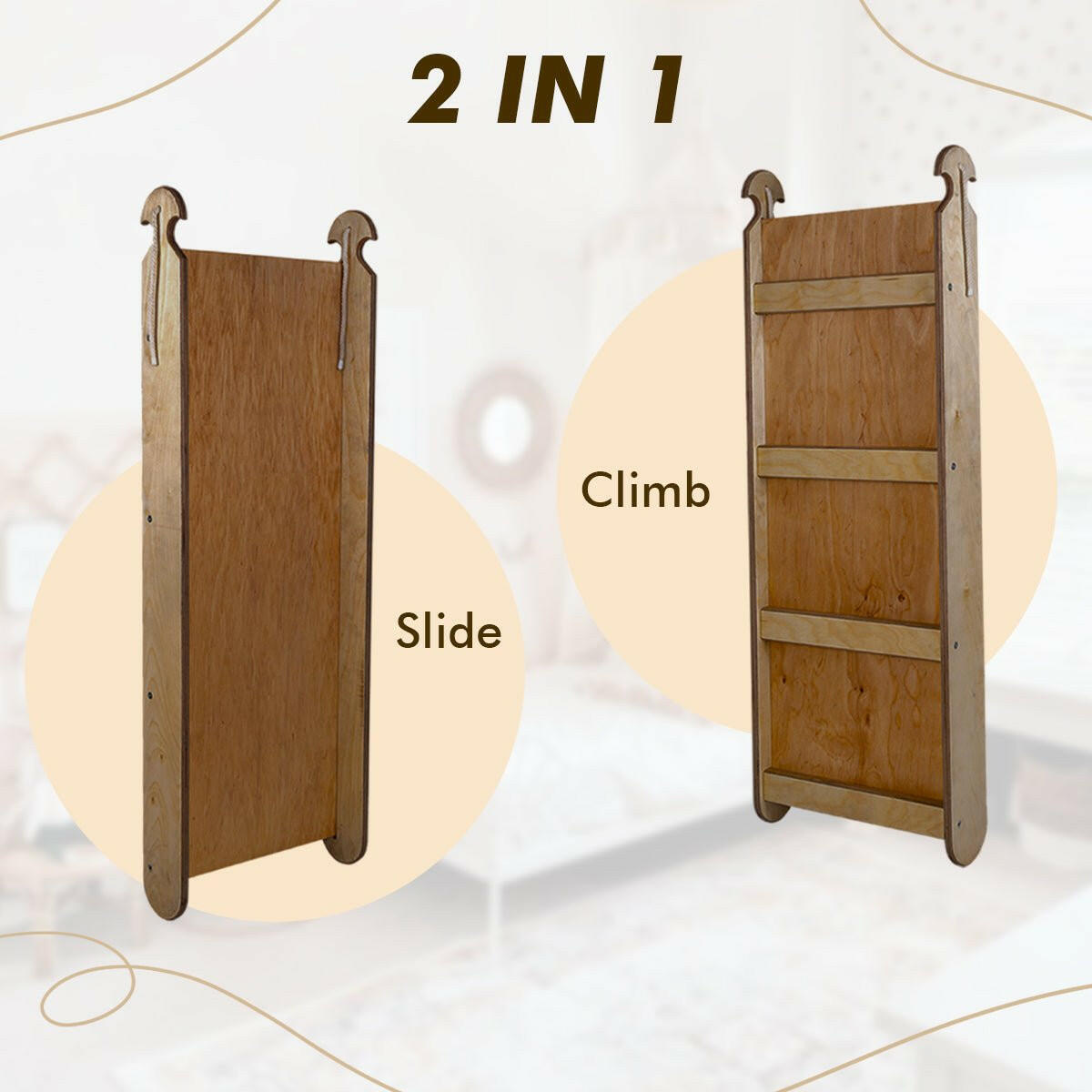 5in1 Montessori Climbing Set: Triangle Ladder + Arch/Rocker + Slide Board/Ramp + Net + Cushion – Chocolate 5in1 Playsets Goodevas