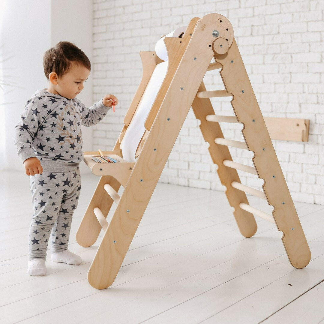 5in1 Montessori Climbing Set: Triangle Ladder + Climbing Arch + Slide Board + Cushion + Art Addition 5in1 Playsets Goodevas