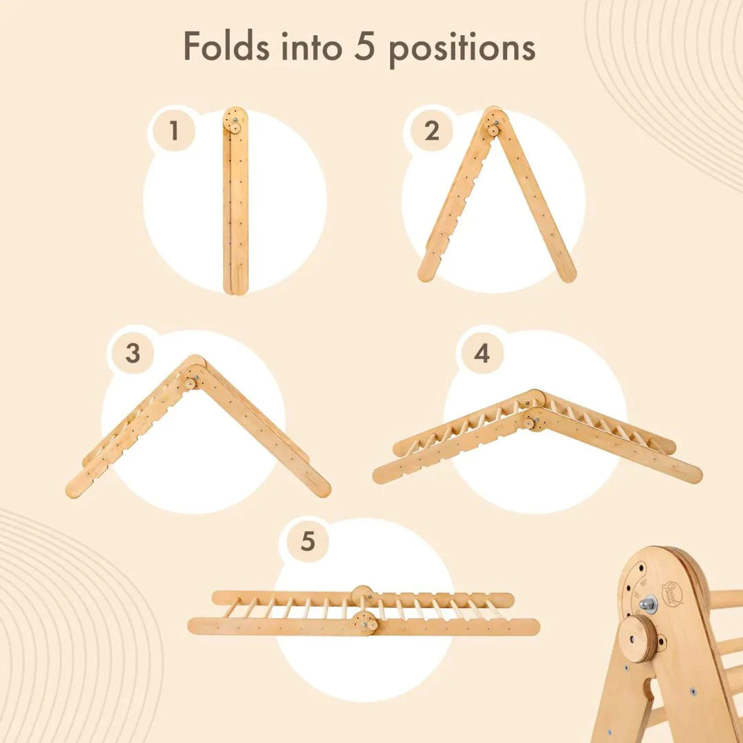 5in1 Montessori Climbing Set: Triangle Ladder + Climbing Arch + Slide Board + Cushion + Art Addition 5in1 Playsets Goodevas