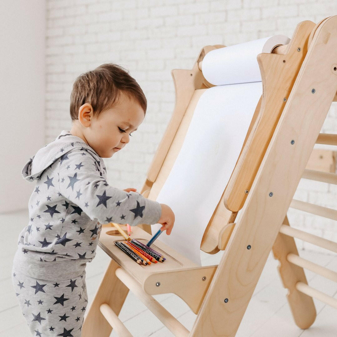 5in1 Montessori Climbing Set: Triangle Ladder + Climbing Arch + Slide Board + Cushion + Art Addition 5in1 Playsets Goodevas