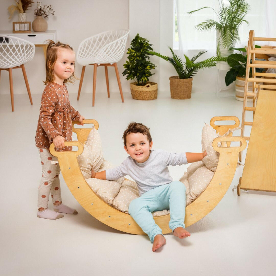 5in1 Montessori Climbing Set: Triangle Ladder + Climbing Arch + Slide Board + Cushion + Art Addition 5in1 Playsets Goodevas