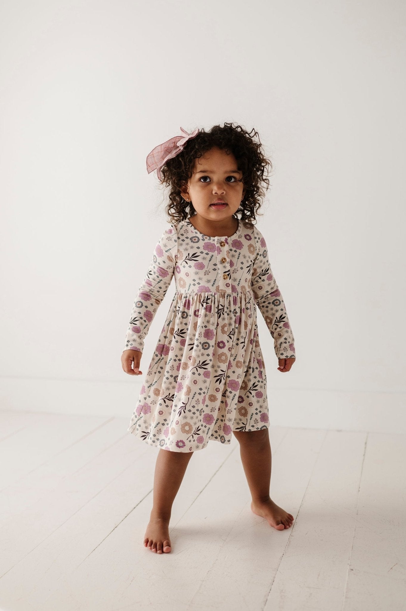 Girl's Long Sleeve Henley Dress