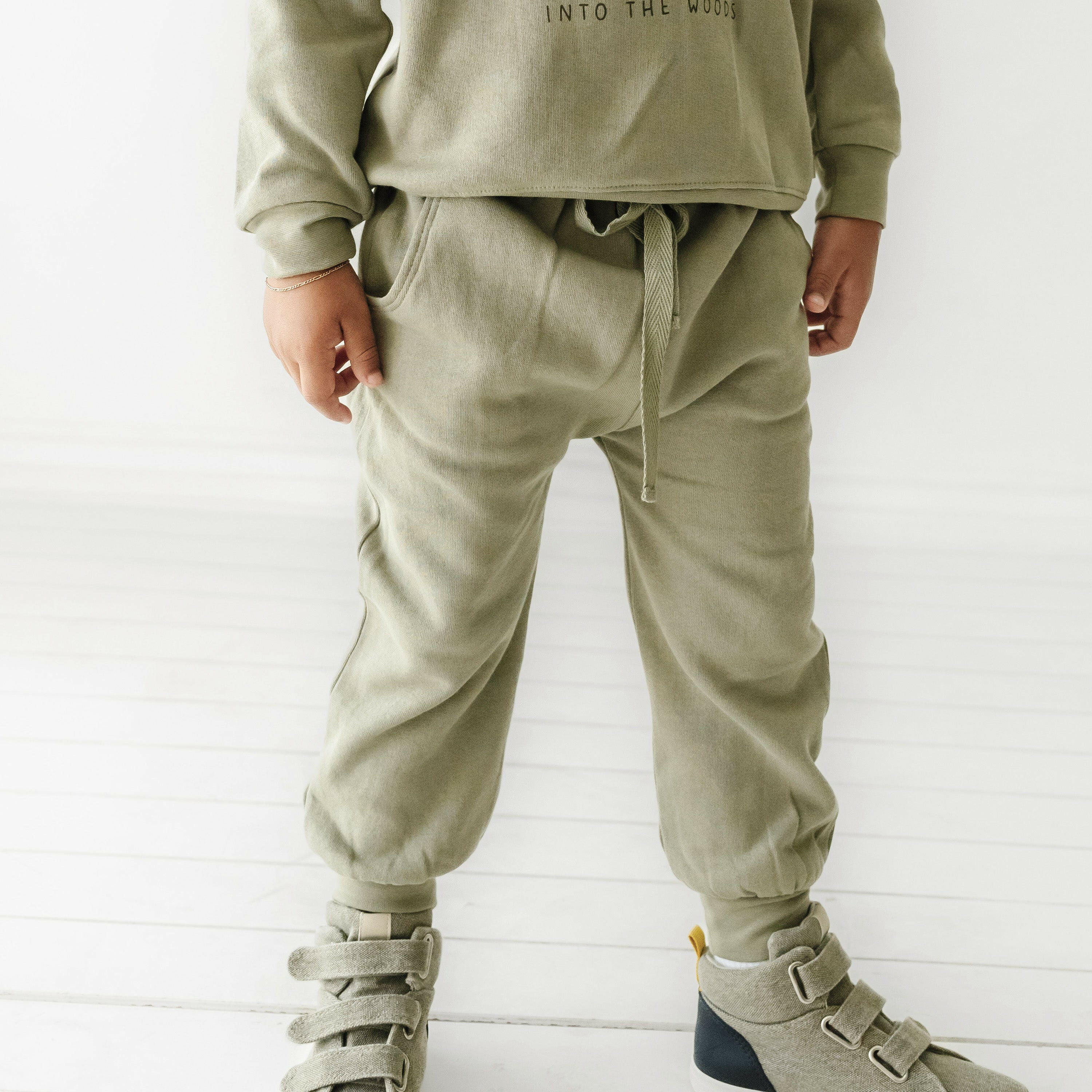 Organic Baby Toddler Jogger Pants - Olive Jogger Pants Makemake Organics