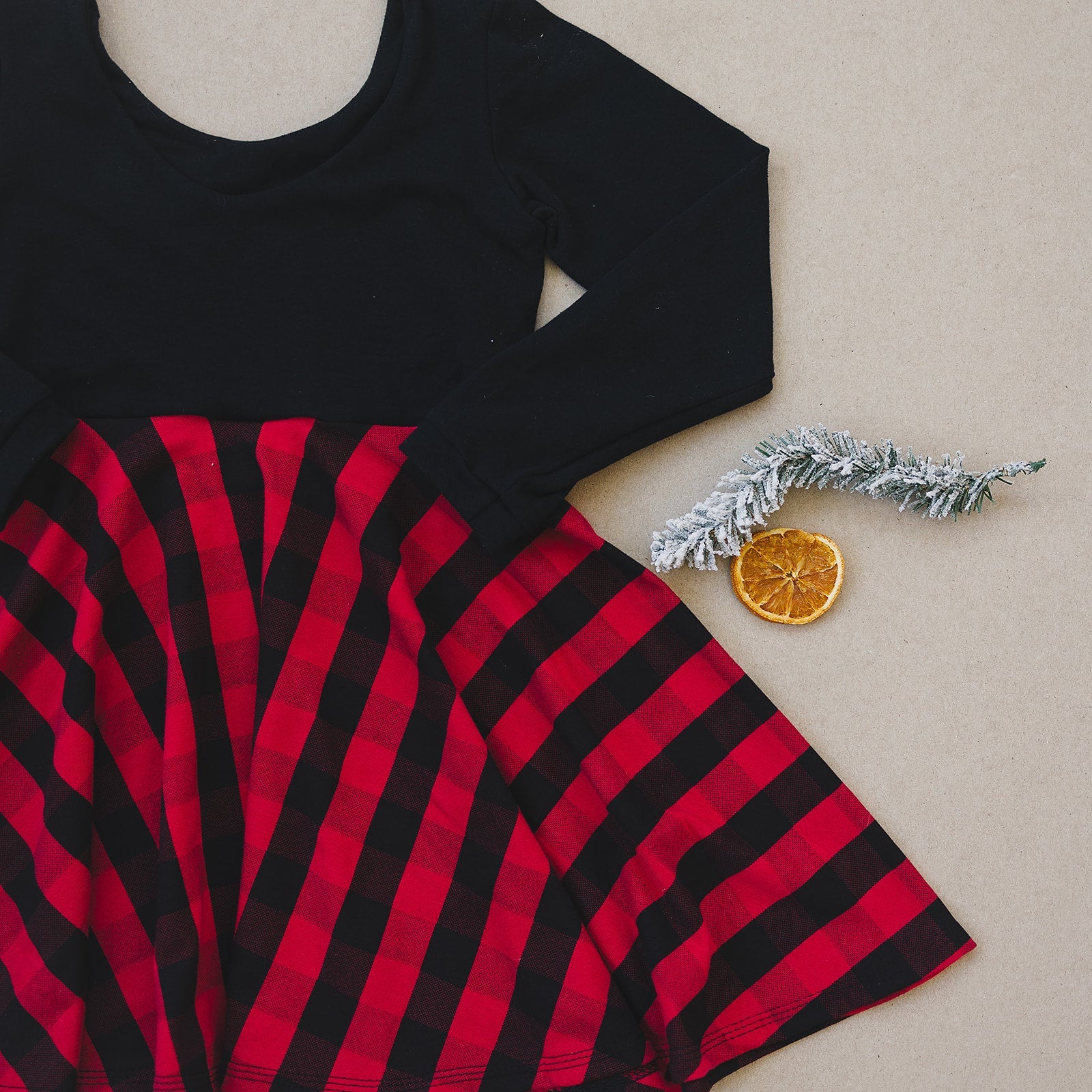 Red & Black Check Twirl Dress (Black Bodice) Dress doodle & jack