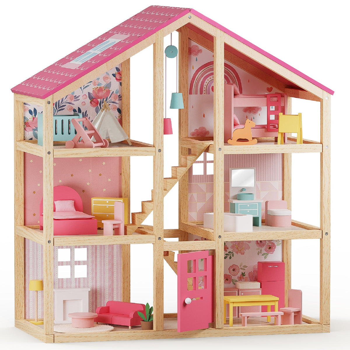 Tiny Land® Sweetwood Love Dollhouse & Wooden Dollhouse Dolls
