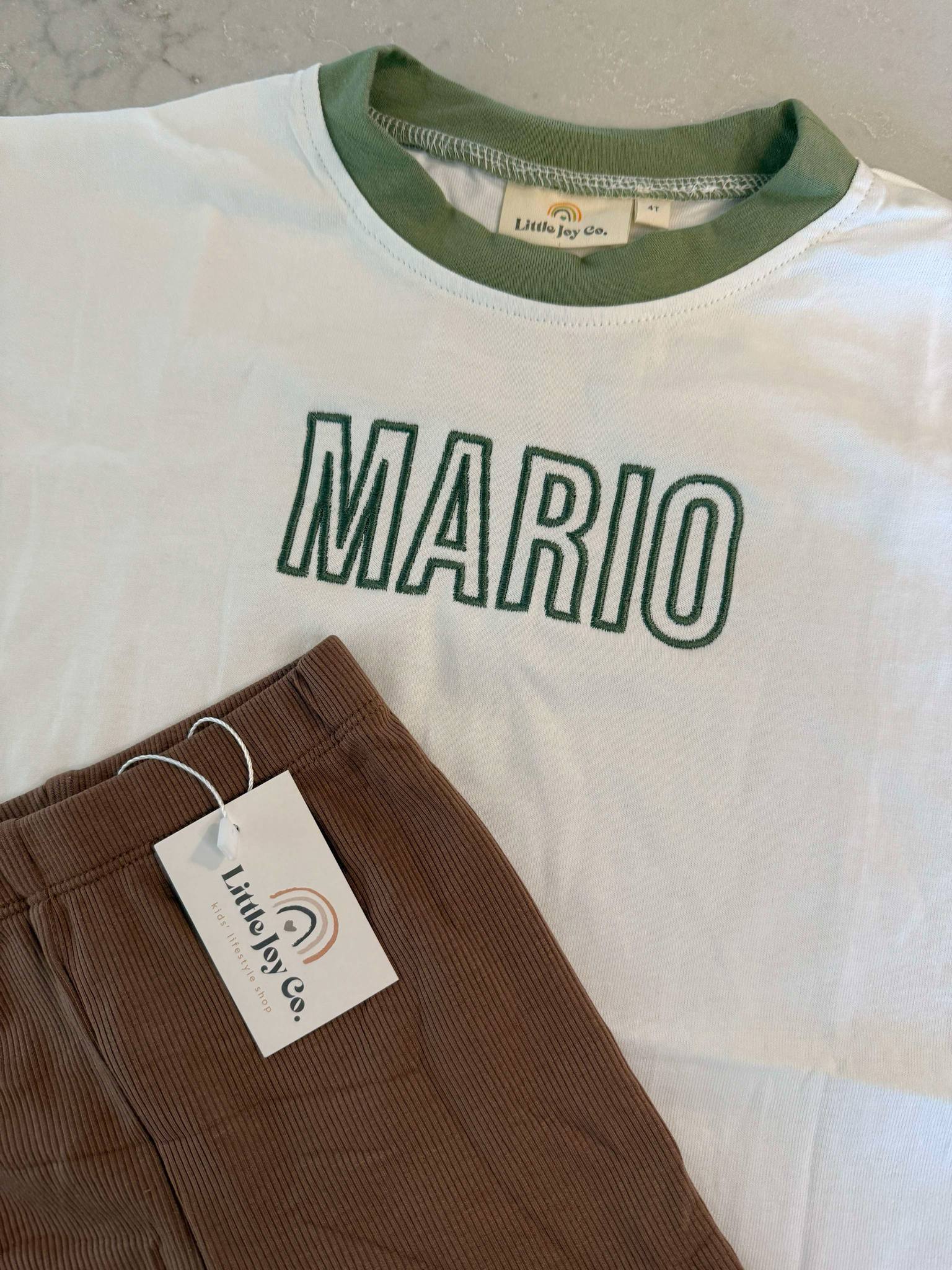 Custom Embroidered Colorblock Tee and Biker Shorts Set