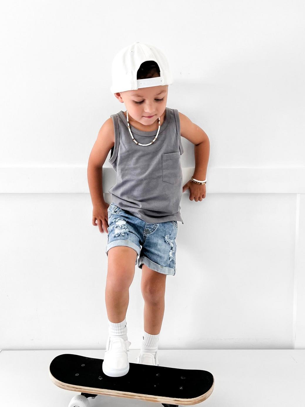 Baby Pocket Tank - Charcoal