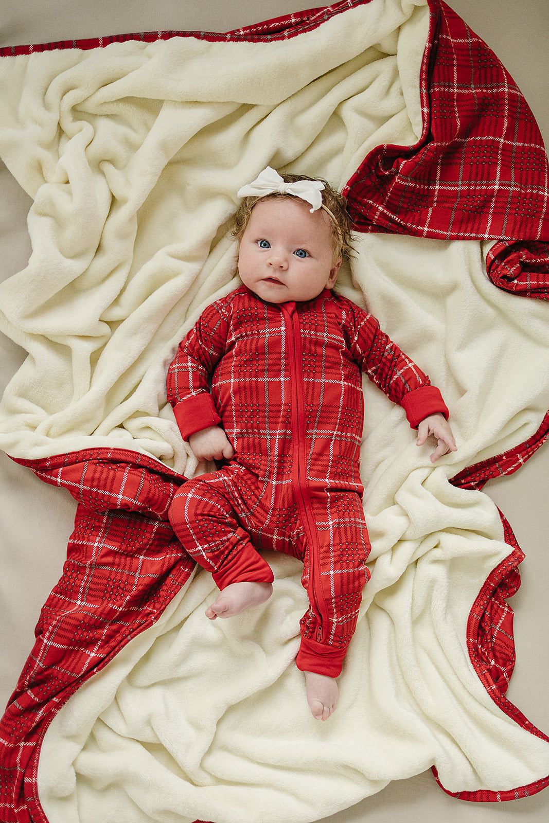 Red Plaid Bamboo Zipper  Mebie Baby