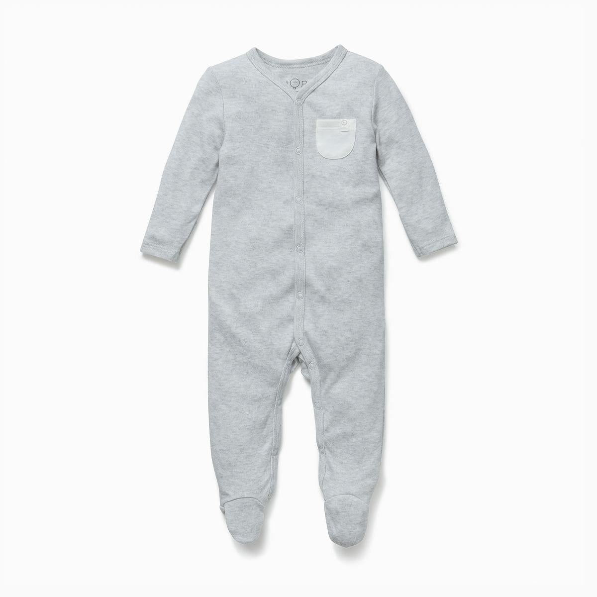Front Opening Sleepsuit - Grey - FINAL SALE