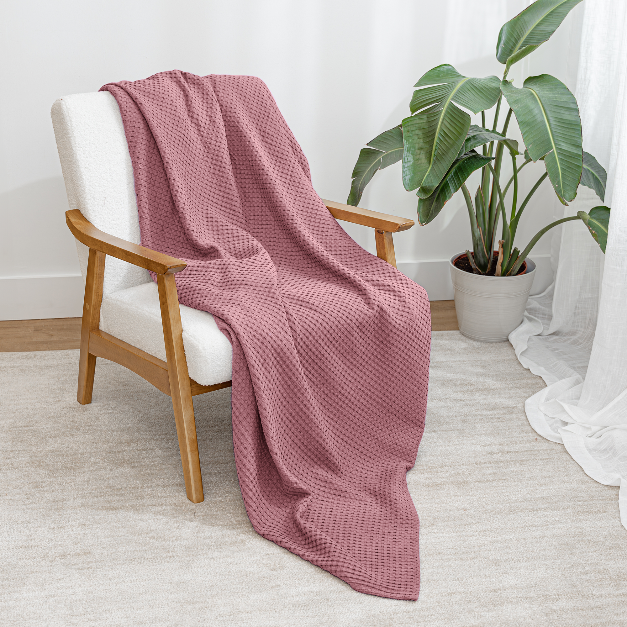 Adult Waffle Blankets in Mauve