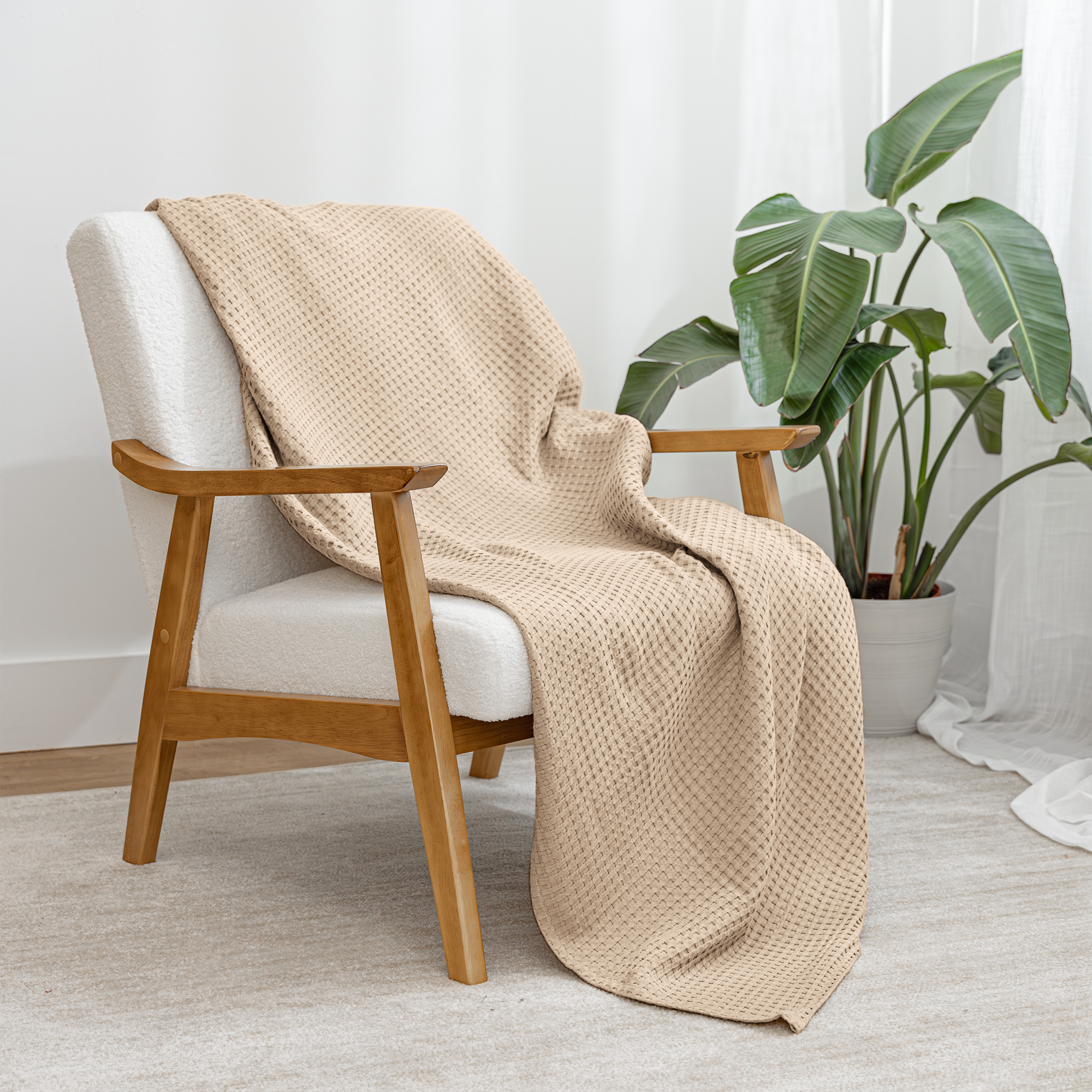 Adult Waffle Blankets in Sand