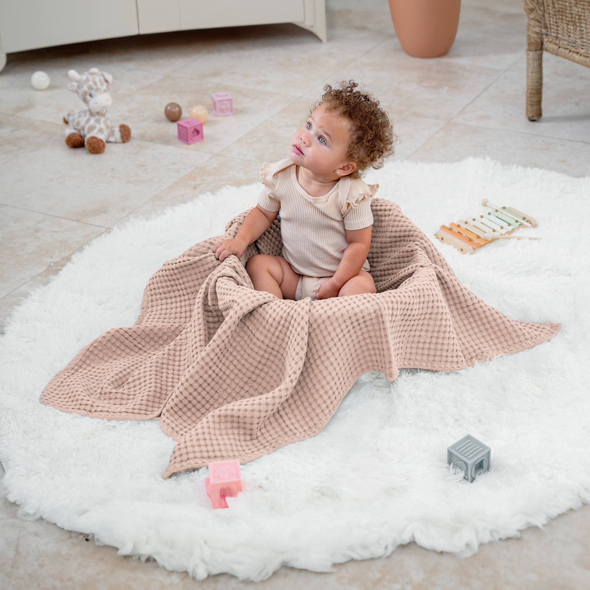 Baby Waffle Blankets in Blush