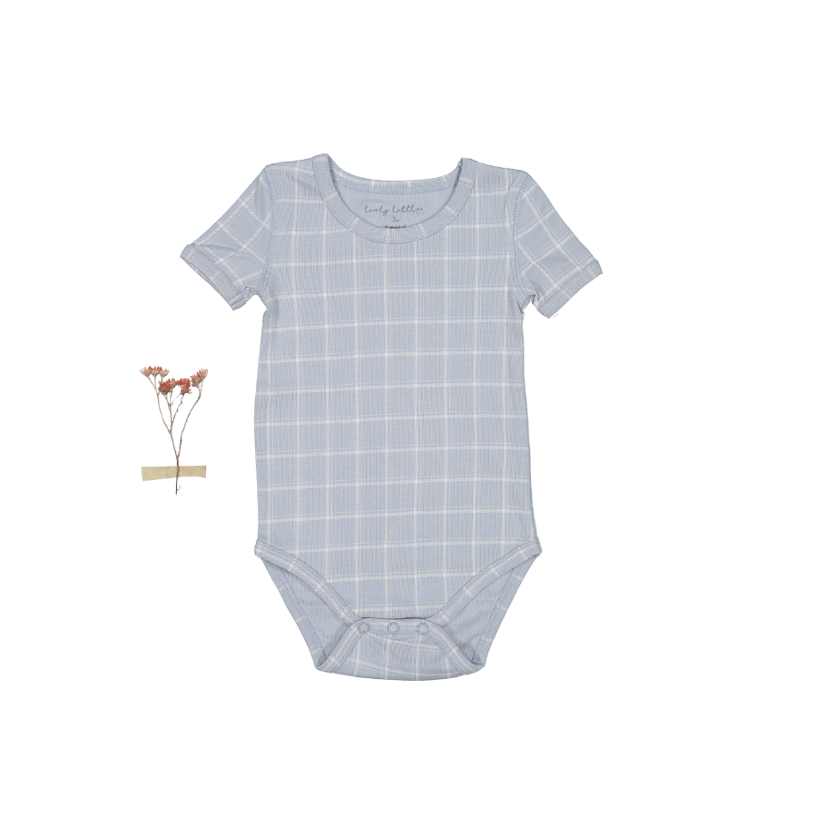 The Printed Short Sleeve Onesie - Blue Grid Short Sleeve Onesie Lovely Littles
