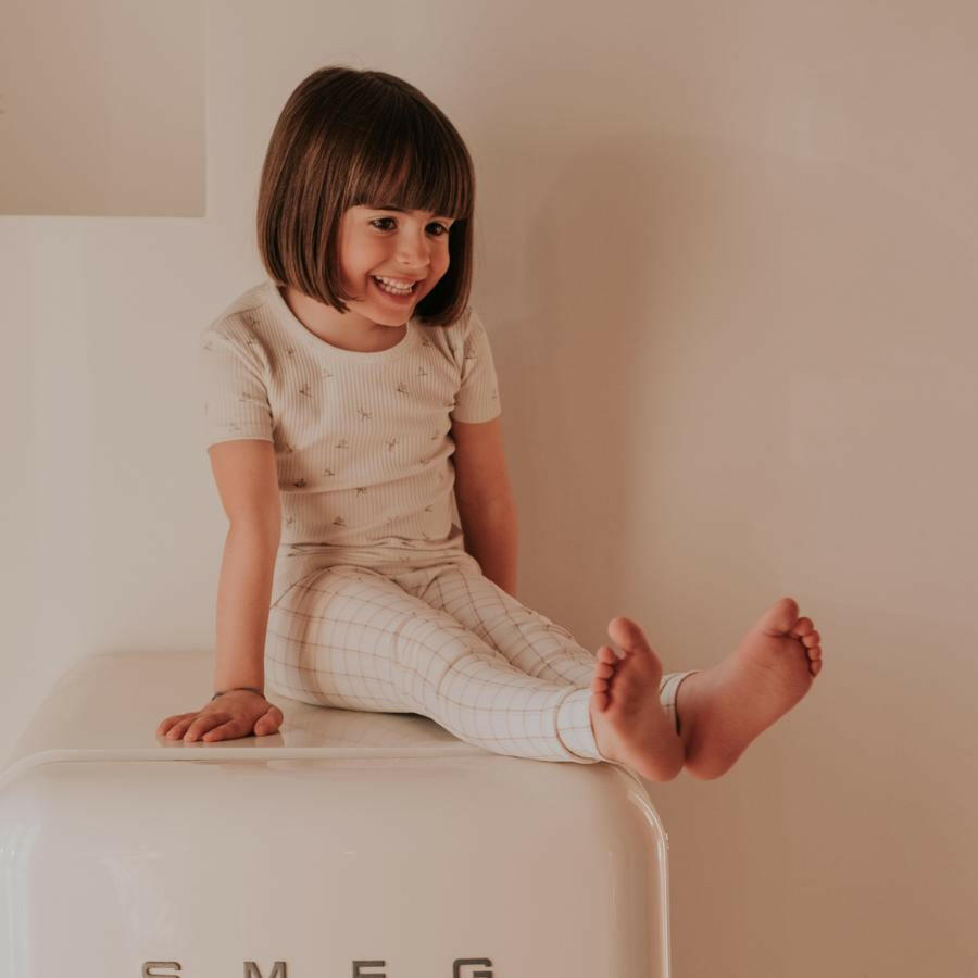 The Printed Legging - Tan Grid Leggings Lovely Littles