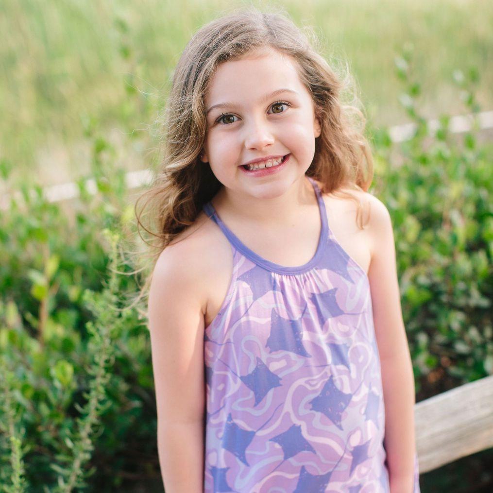 Pillowcase Pocket Dress - Purple Stingrays