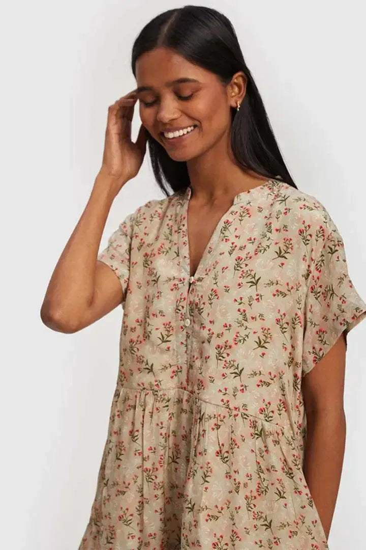 V-neck Tiered Dress - Peony Parade