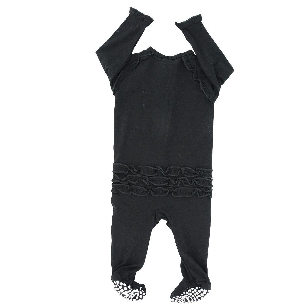 Ruffle Footie - Charcoal Black