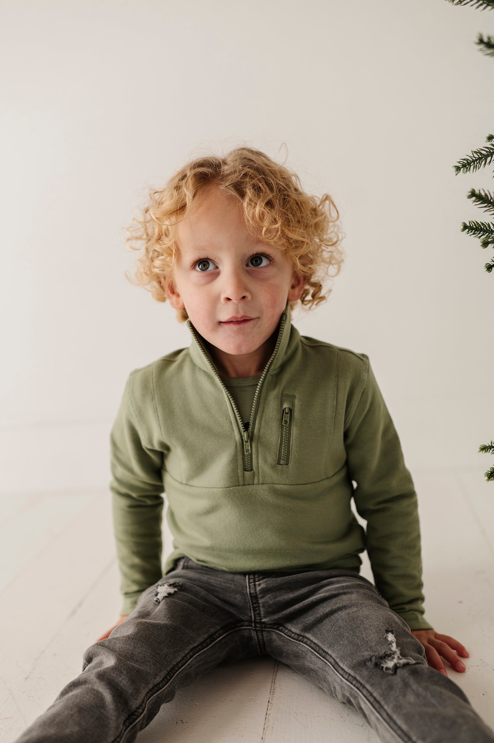 Boy's 3/4 Fleece Zip Sweatshirt