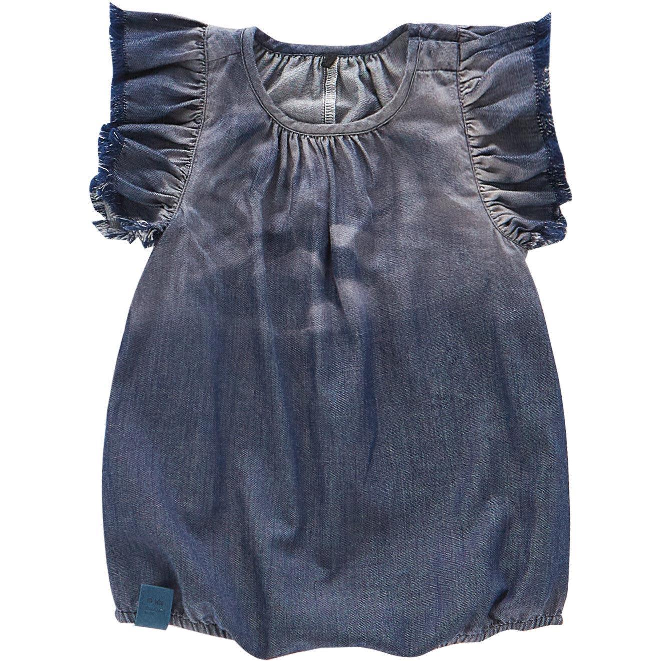 Denim Bubble Romper - Indigo