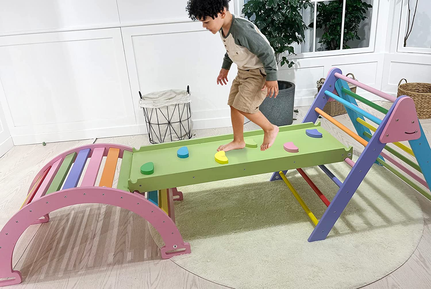 Hazel - Pikler Triangle Ladder & Rocker Set Indoor Avenlur.com