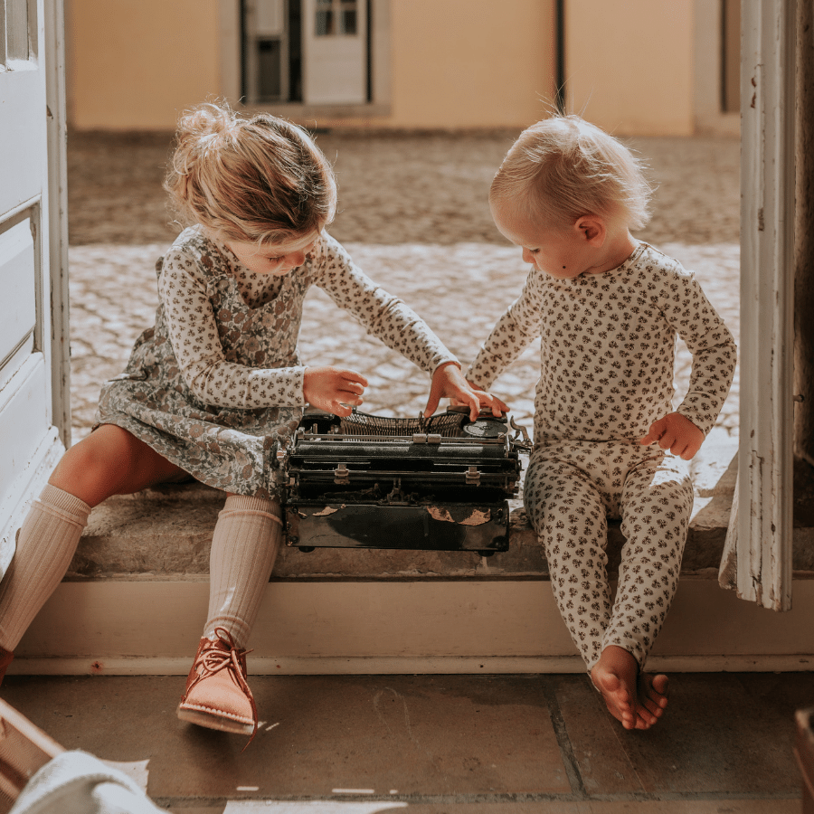 The Printed Long Sleeve Tee -  Neutral Floral