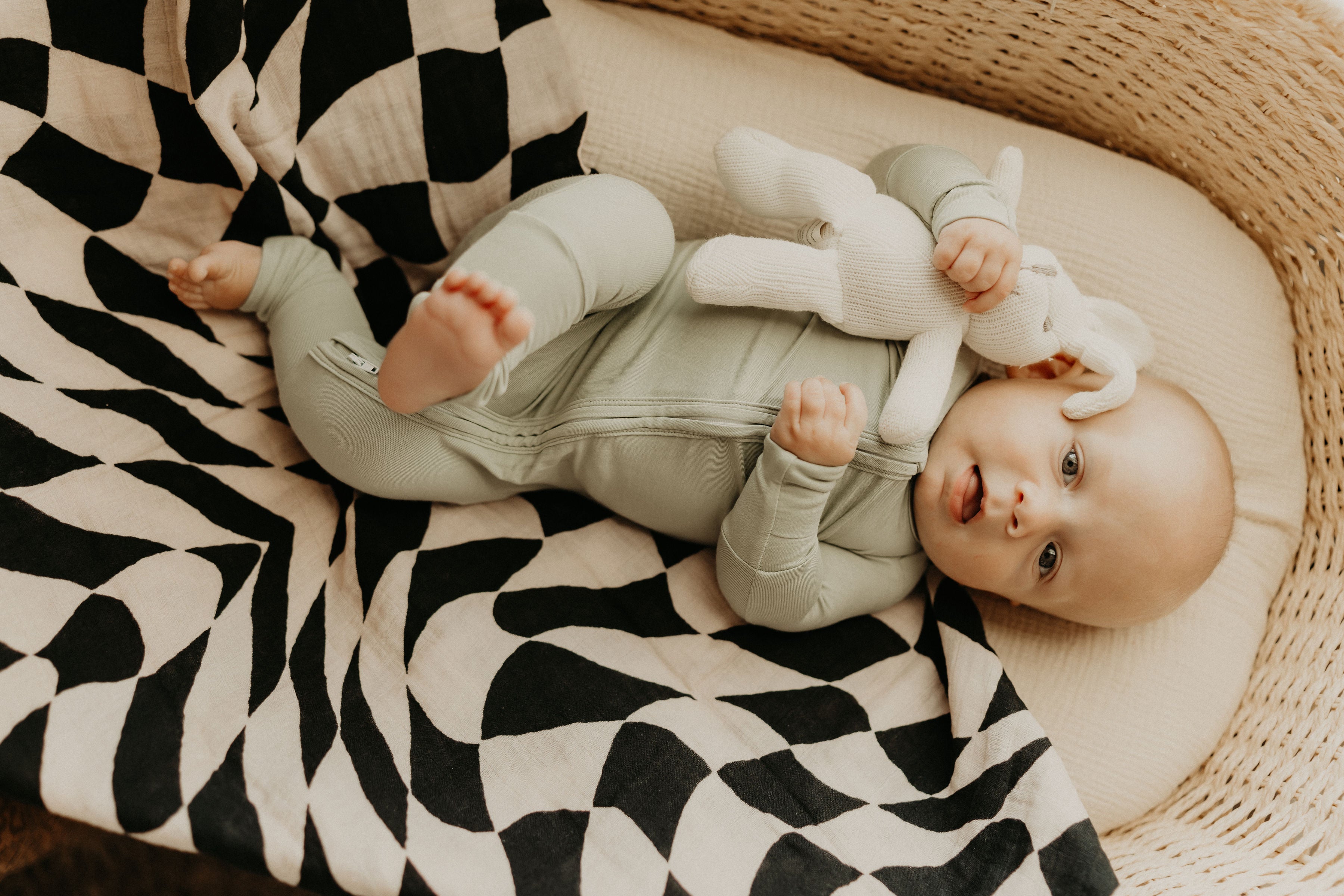 Wavy Checker Organic Muslin Swaddle
