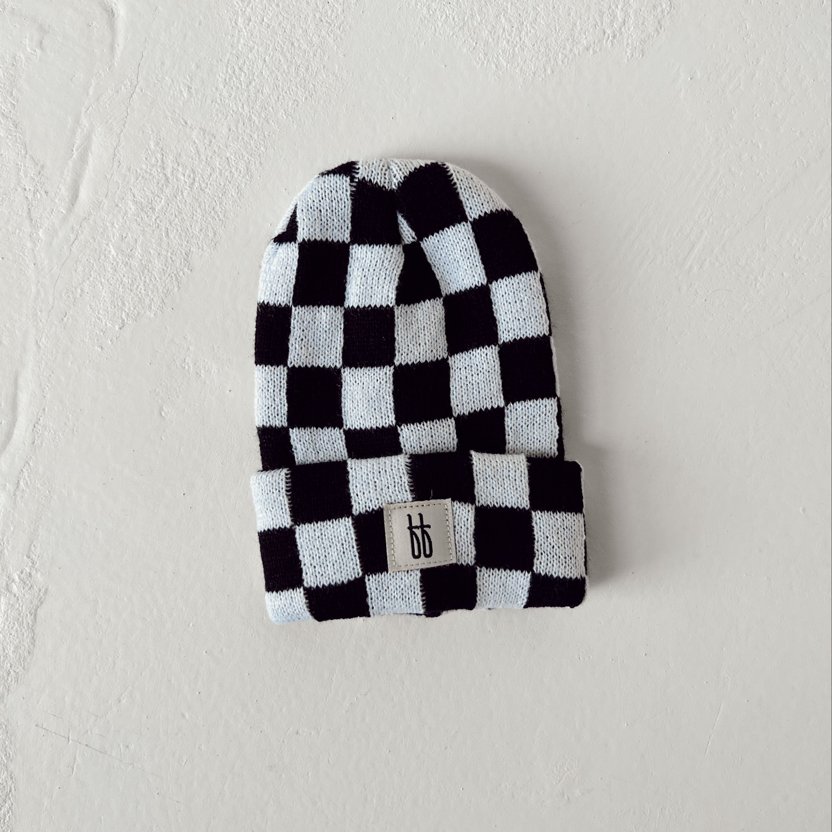 ff Knit Beanie | Black + White Checkerboard