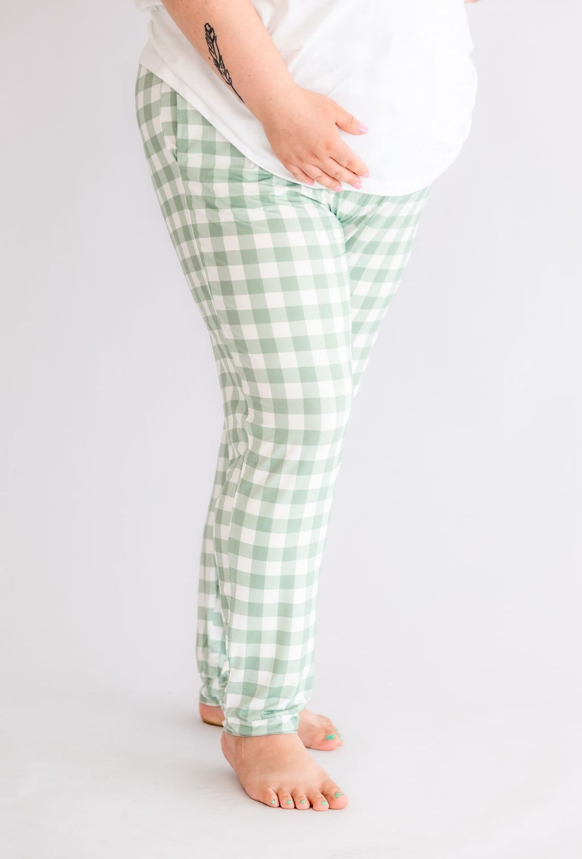 Jade Gingham Adult Joggers