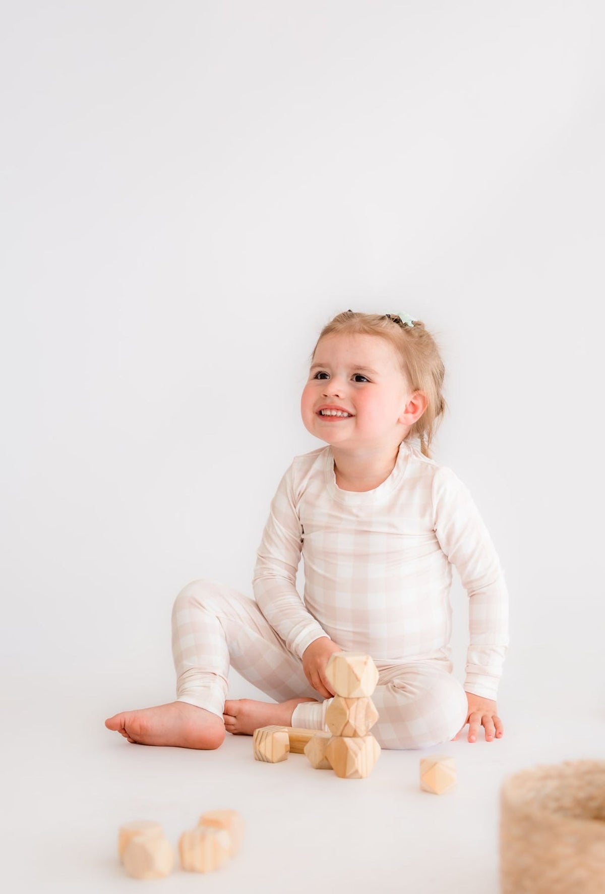 Neutral Gingham Bamboo Pajamas