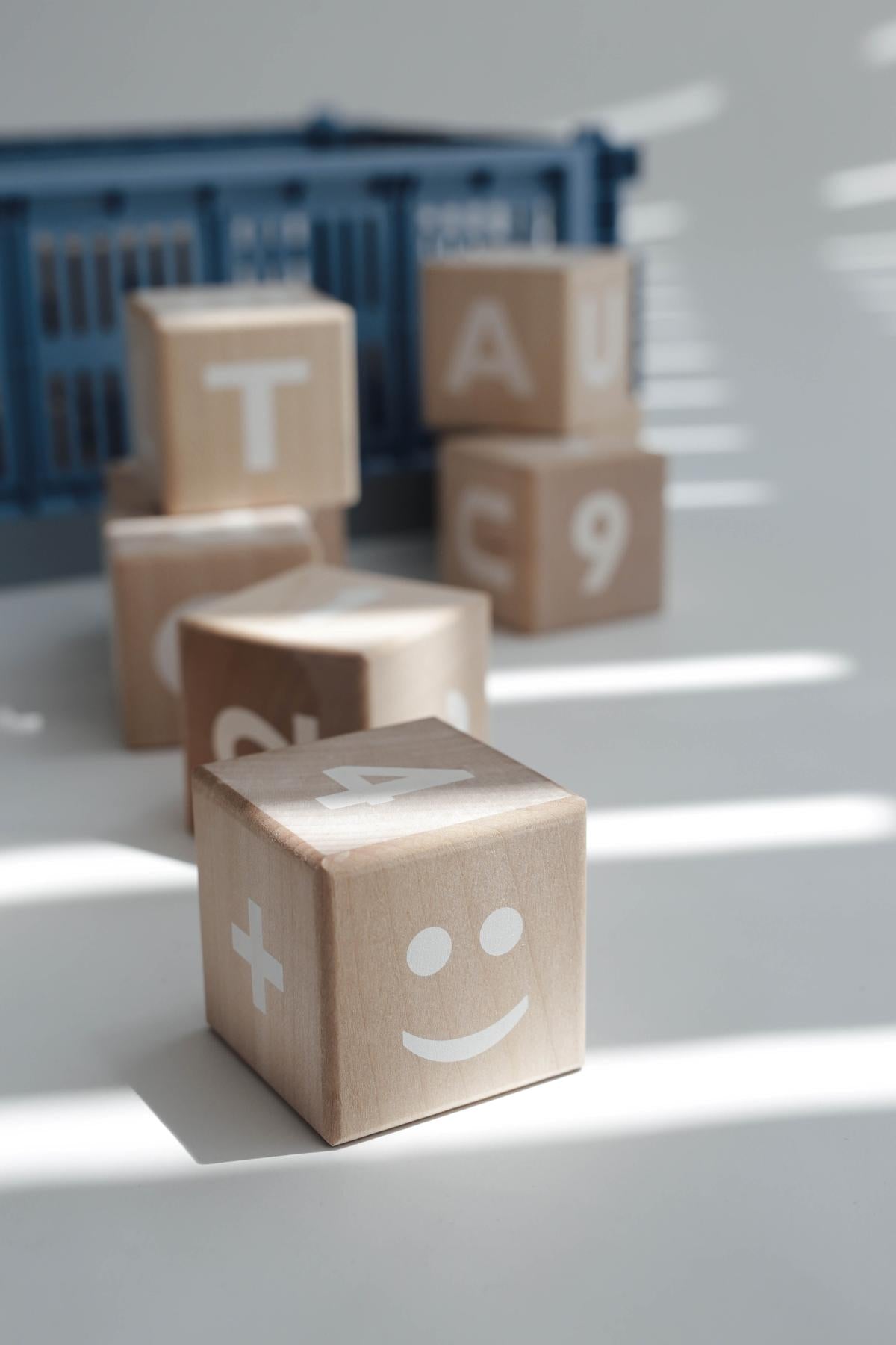 Wooden Math Blocks in White - Wood