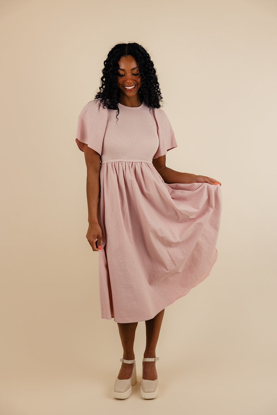 Shauna Flutter Sleeve Dress