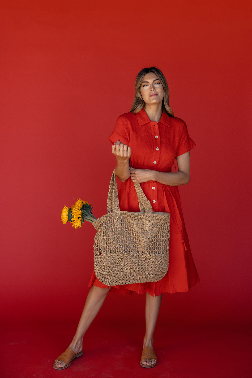 Rosy Posy Button Midi