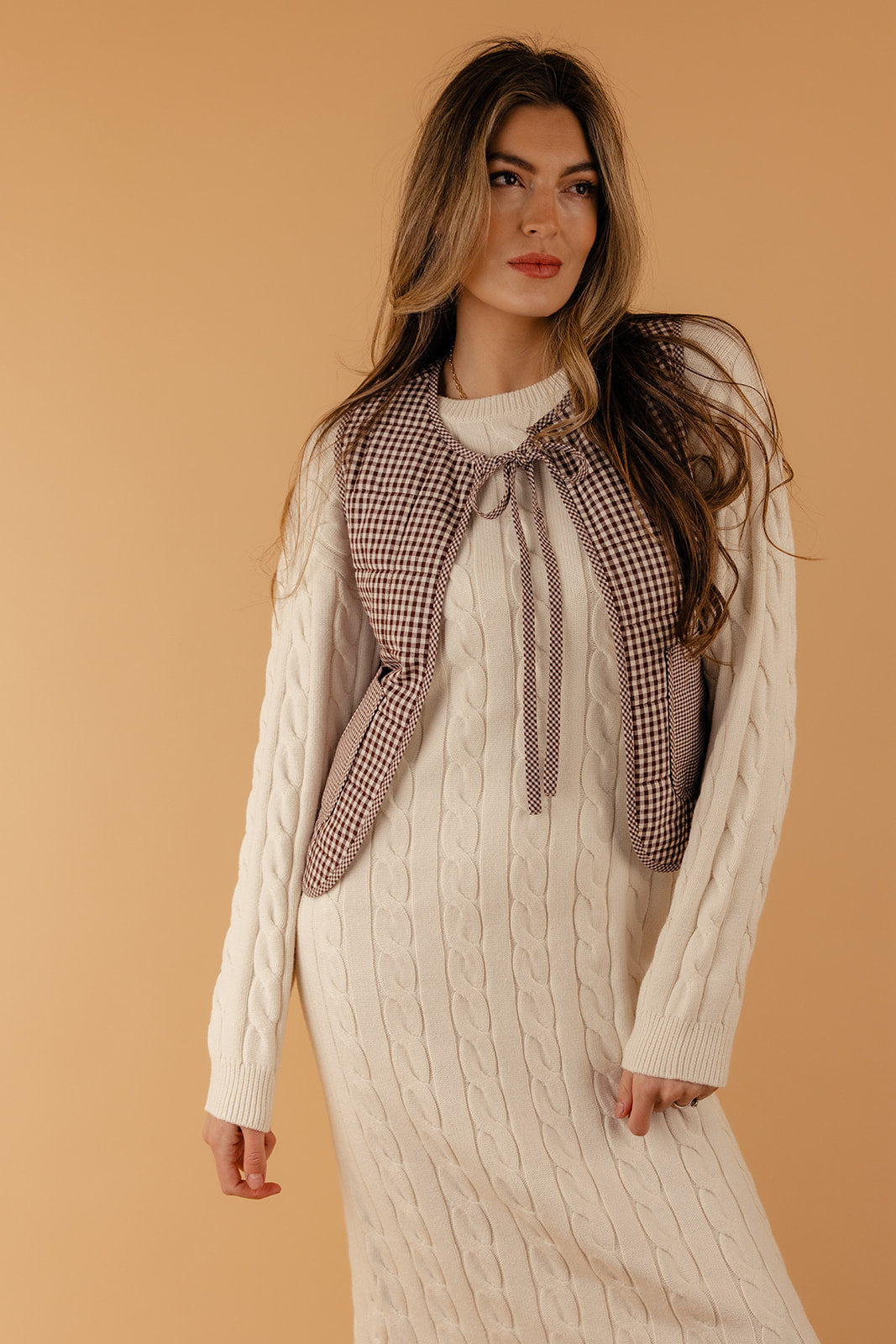 Free Now Gingham Quilted Tie Vest