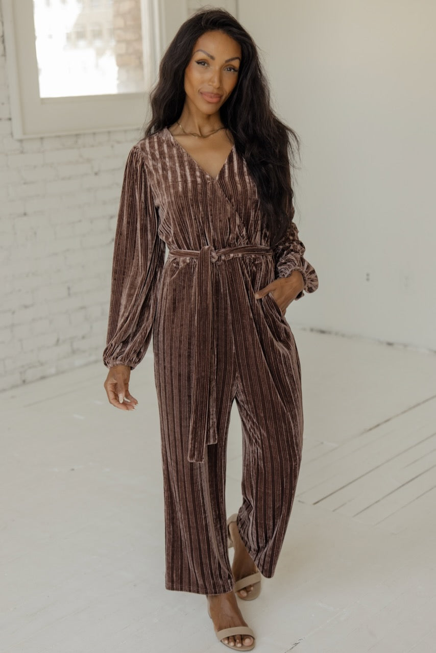 SALT Laurene Textured Velvet Jumpsuit