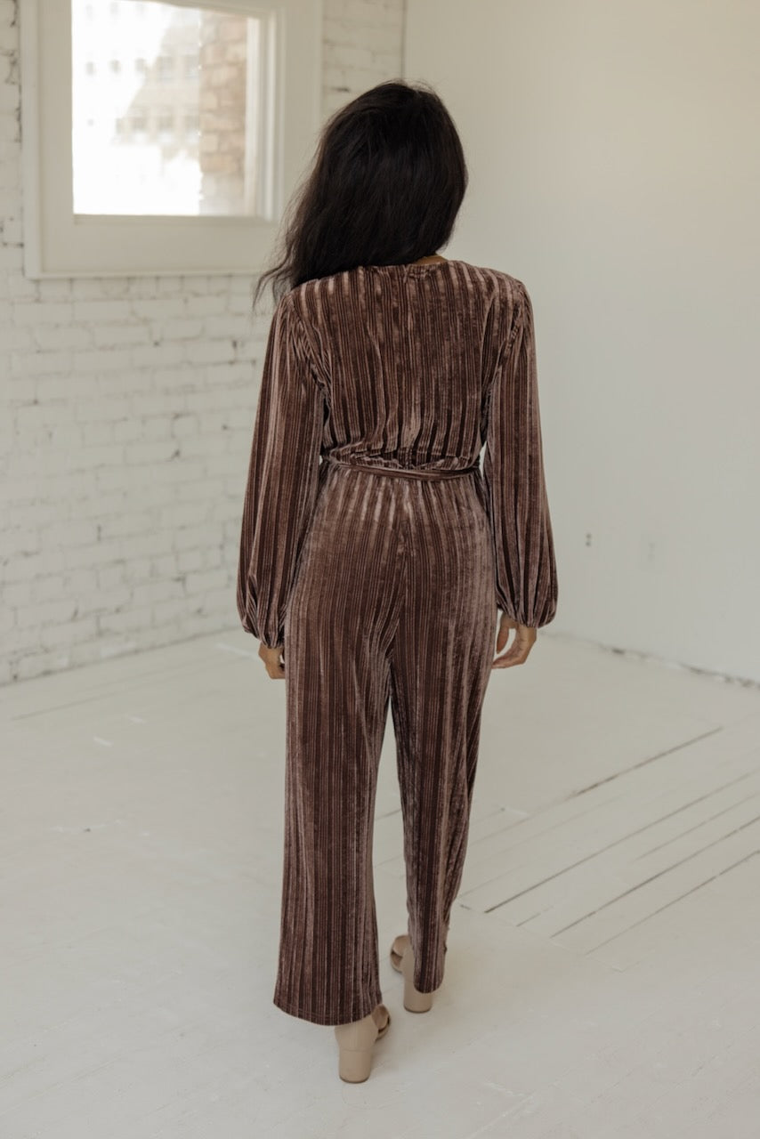 SALT Laurene Textured Velvet Jumpsuit