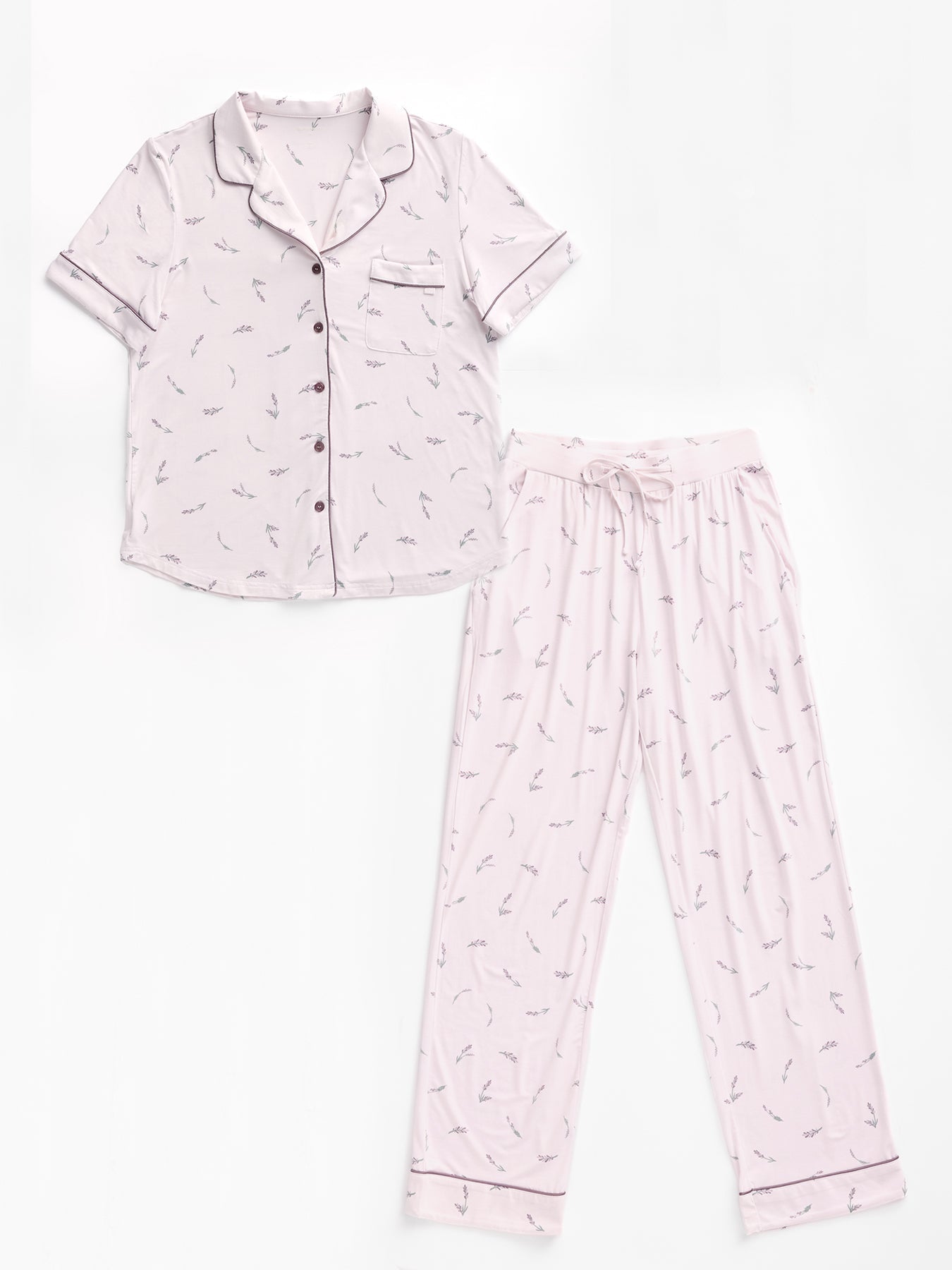 Women's Bamboo Stretch-Knit Short Sleeve & Pant Pajama Set