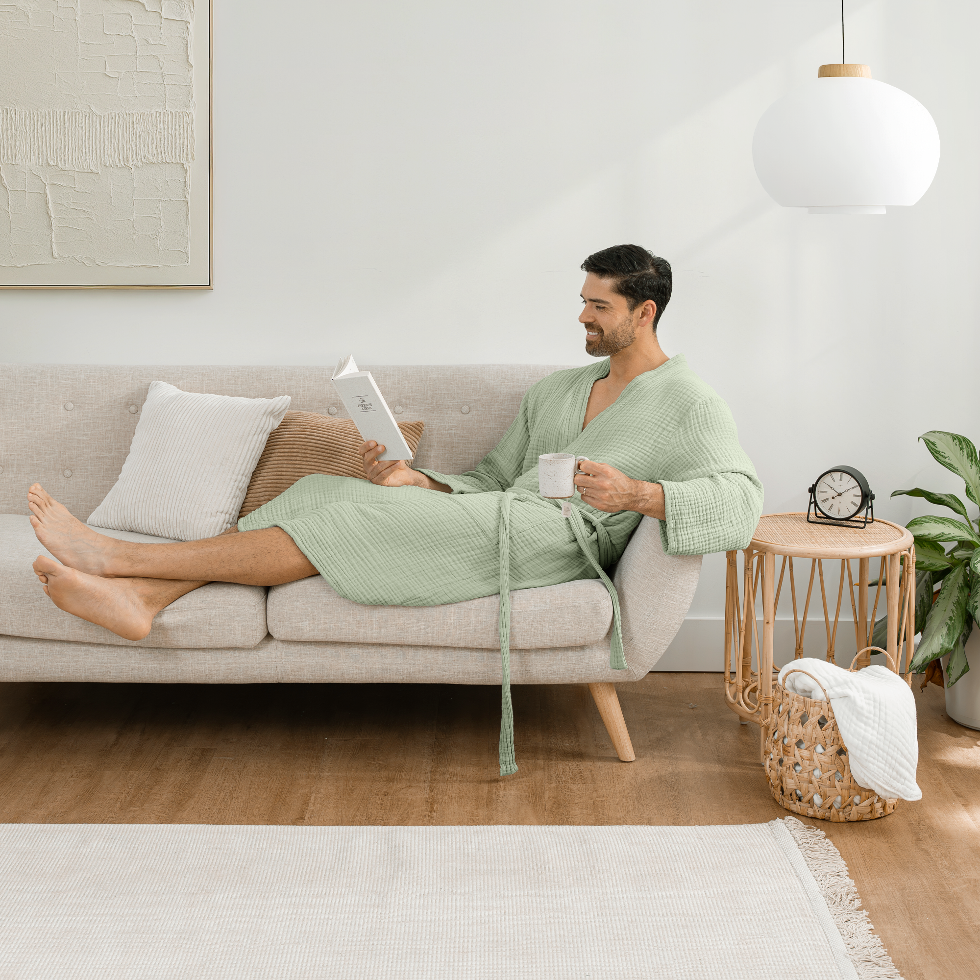 Muslin Bathrobe in Sage