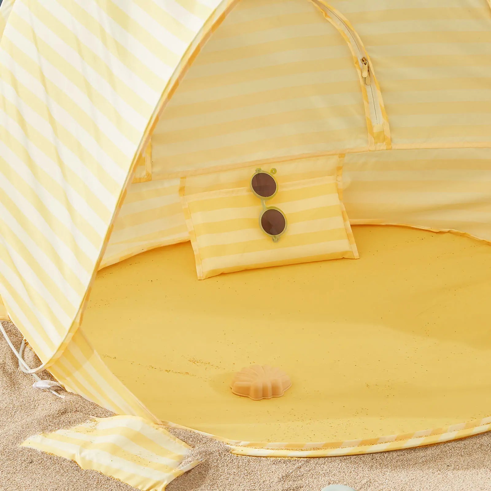 Tiny Land® One-Stop Beach Toy & Tent Set – Pastel Yellow Stripes