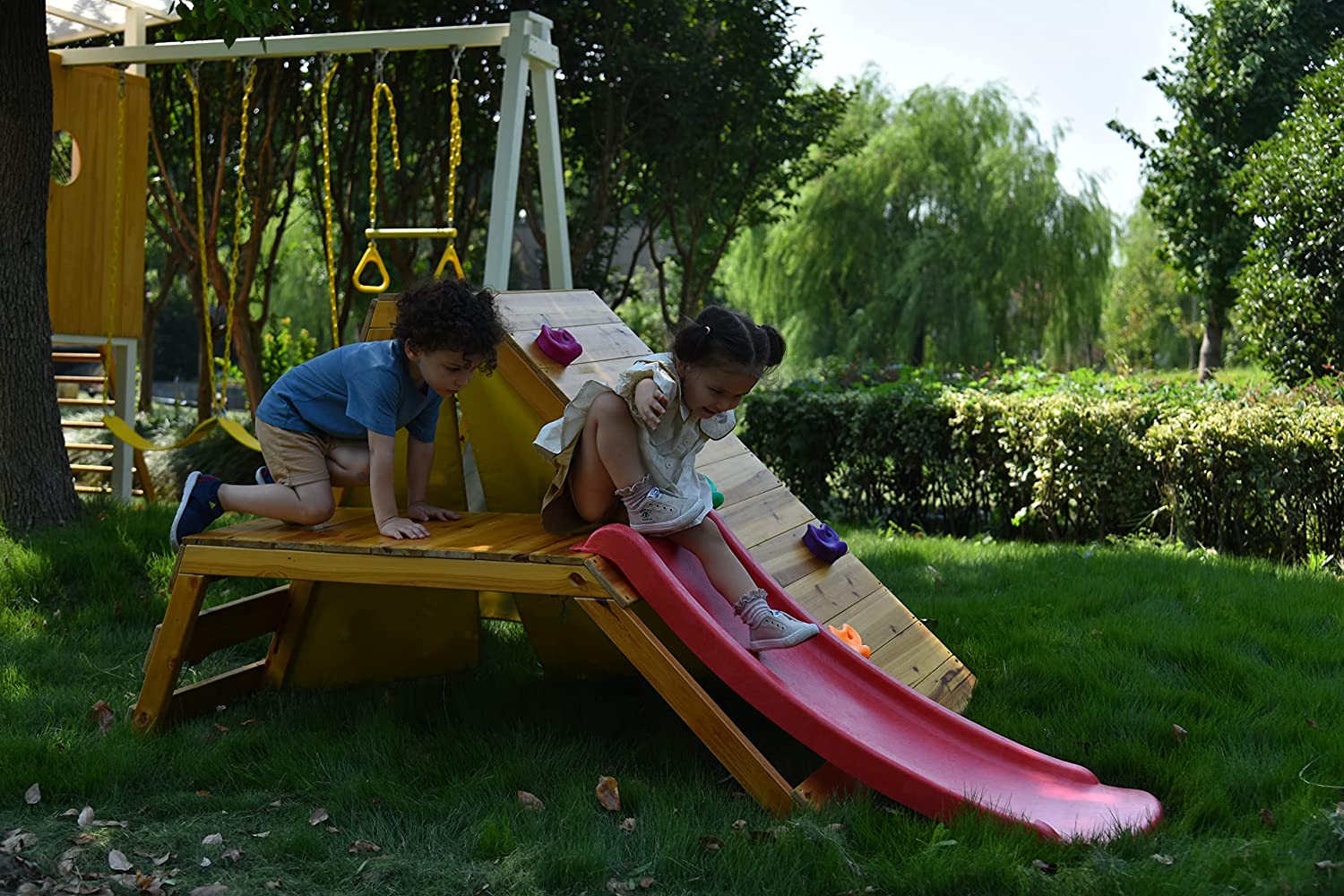 Palm - 5-in-1 Outdoor and Indoor Playground Playset Outdoor Avenlur.com