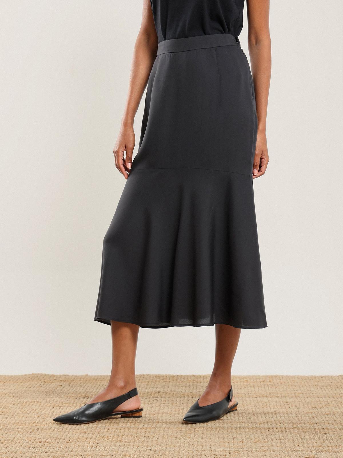 Tencel Flared Skirt - Black
