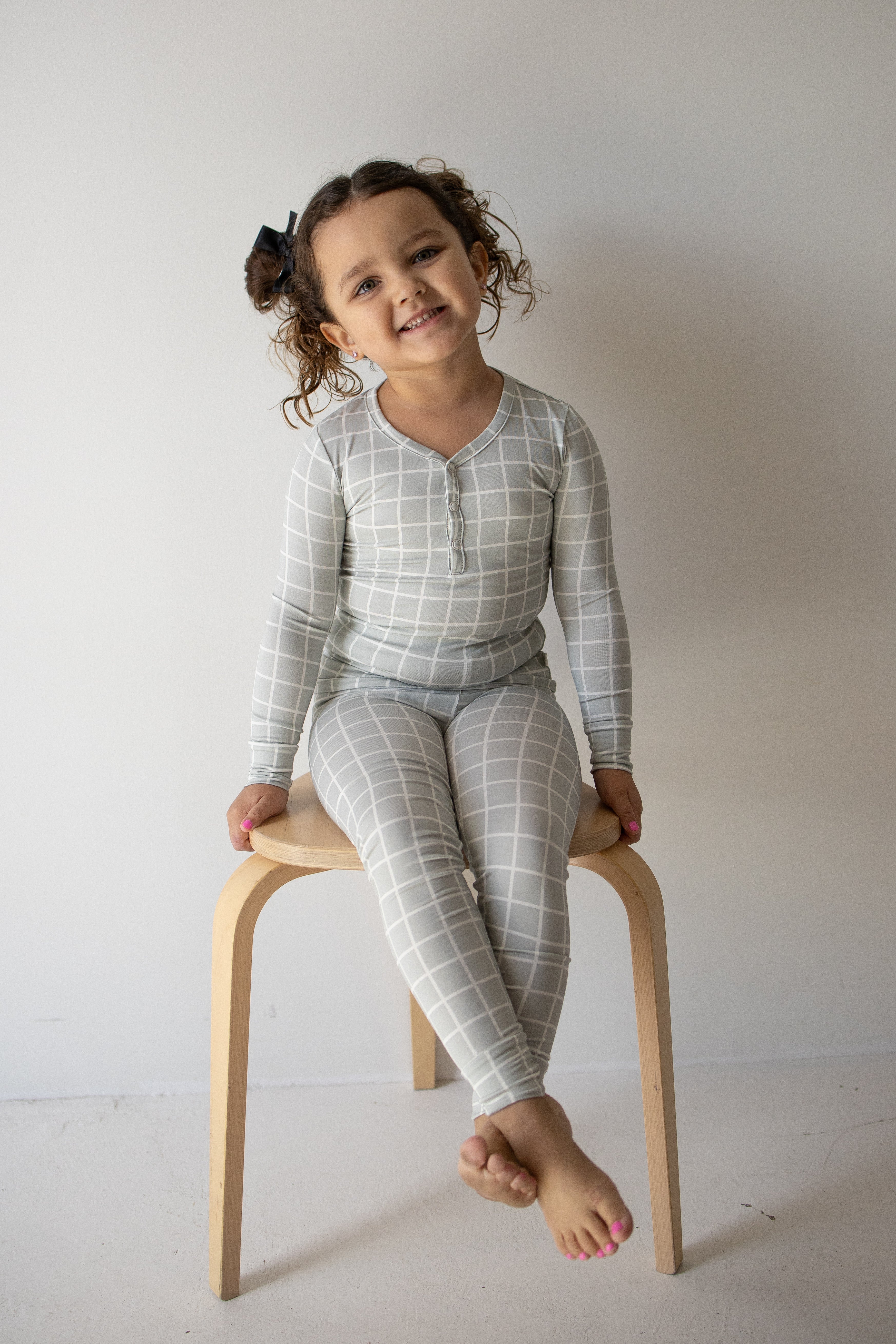 Bamboo Two Piece Pajamas | Foggy Grid