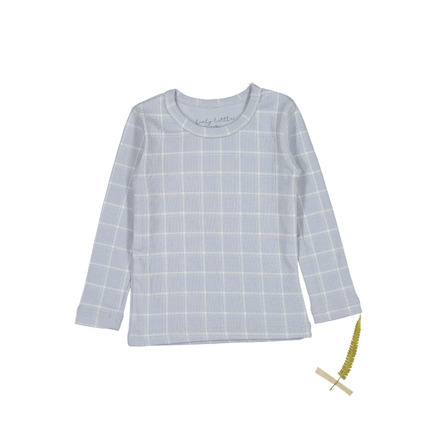 The Printed Long Sleeve Tee - Blue Grid Long Sleeve Tee Lovely Littles