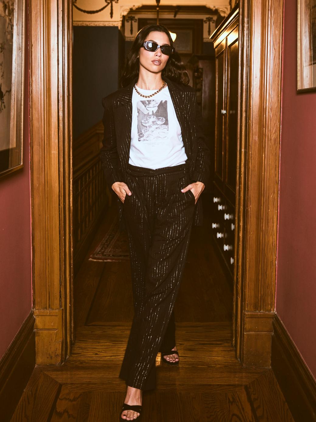 Sloan Blazer - Black Lurex Stripe - FINAL SALE