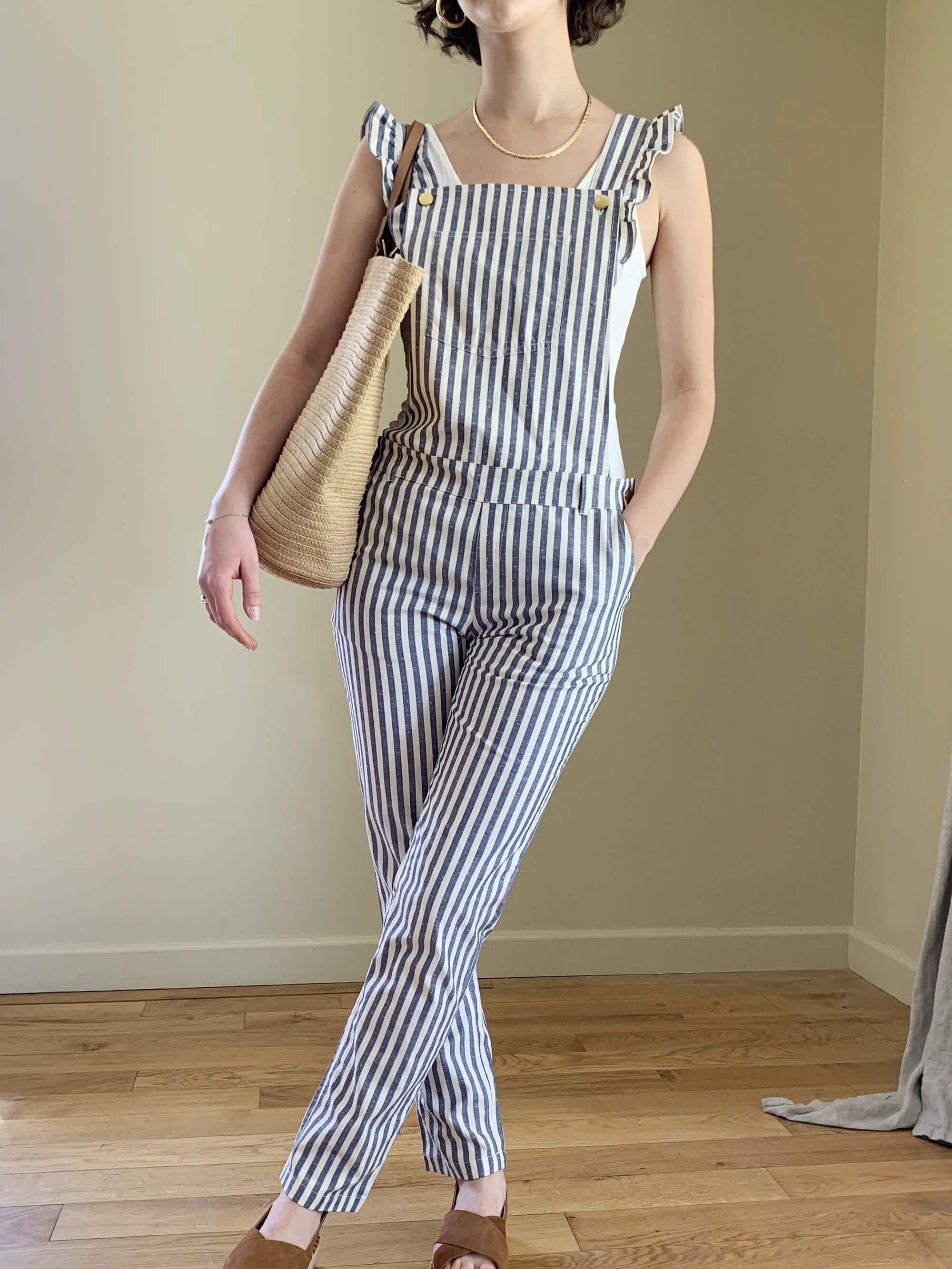 Georgette Cotton Overall - Ocean Stripes