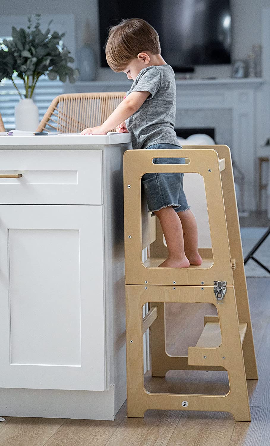 Date - 4 in 1 Kitchen Tower, Desk, Step Stool and Chalkboard Indoor Avenlur.com