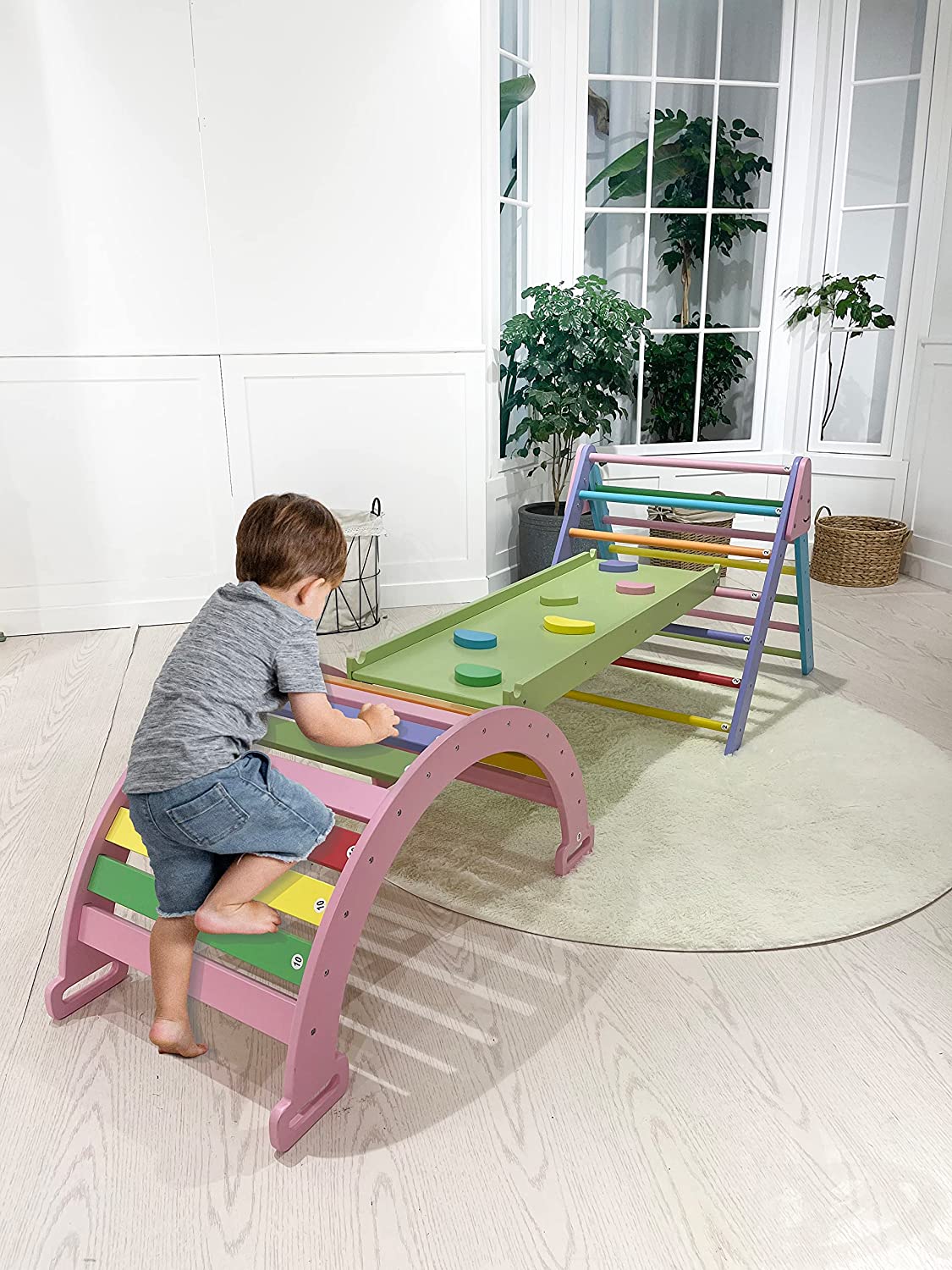 Hazel - Pikler Triangle Ladder & Rocker Set Indoor Avenlur.com