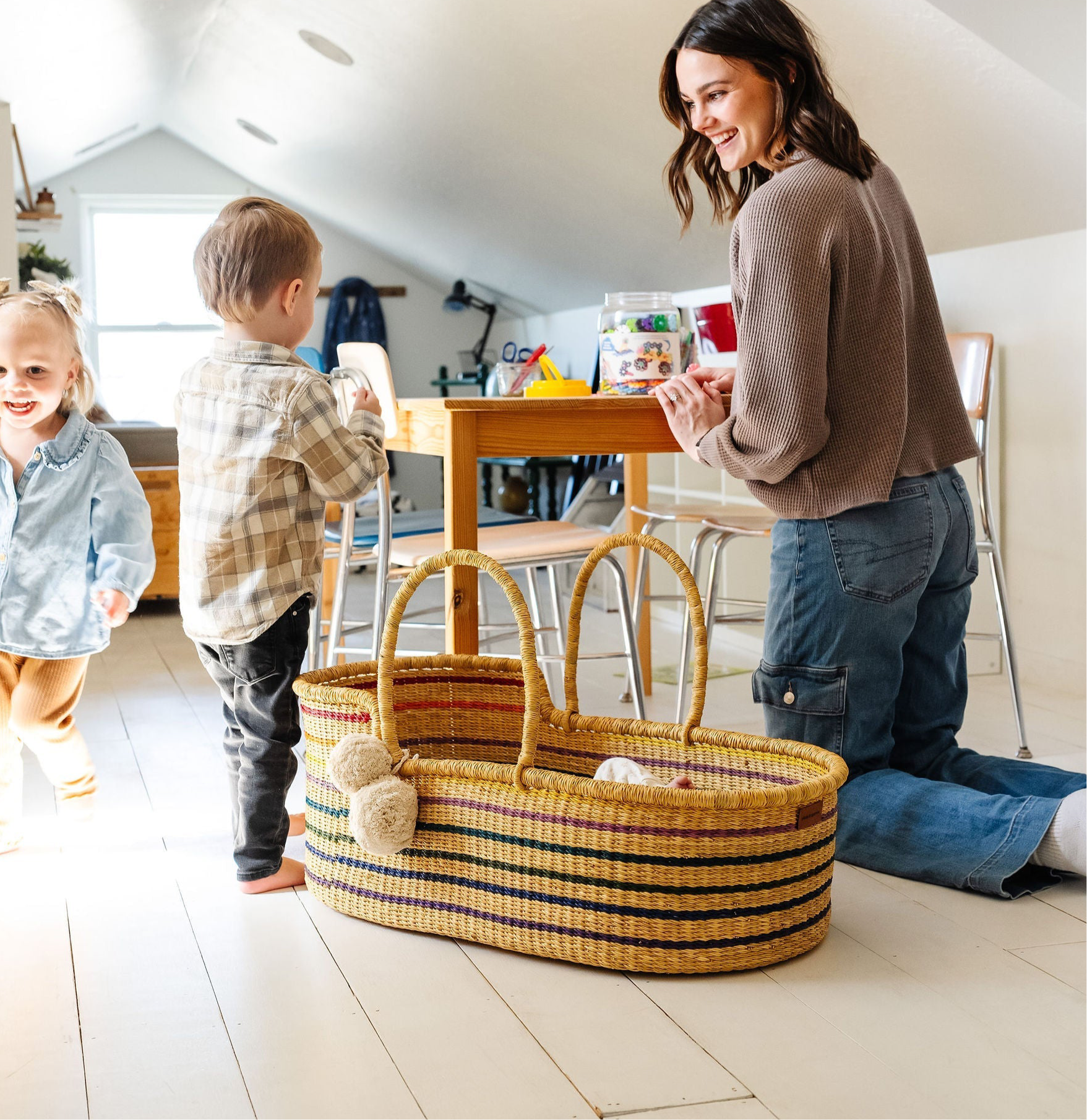 preorder * ships end of may * Rainbow Moses Basket