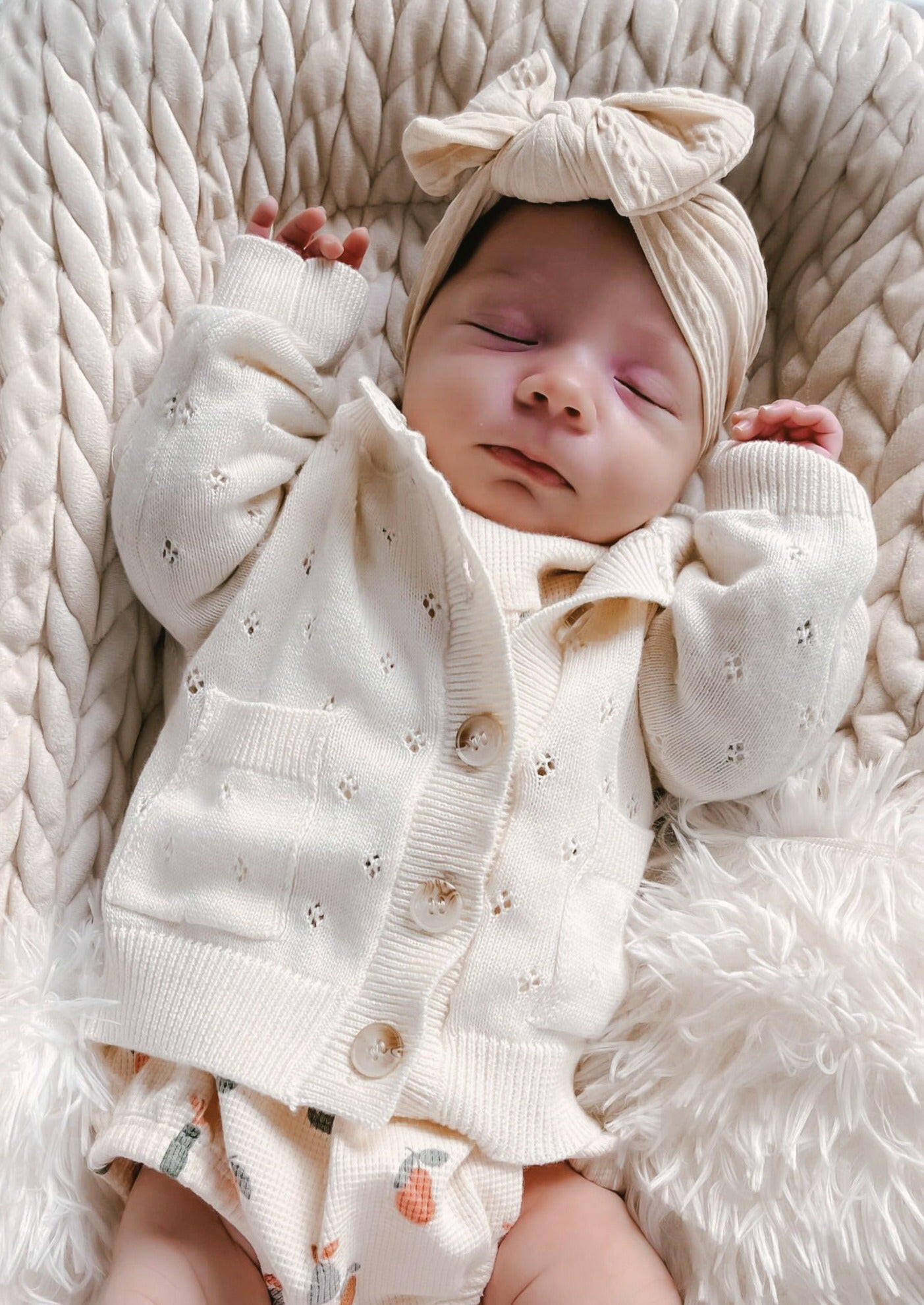 Luna + Luca Pointelle Cardigan - Cream Luna + Luca